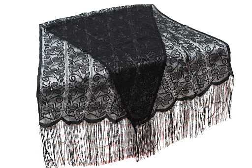 Кружевной платок на голову женский, косынка (чëрный)